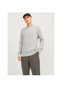 Jack & Jones Rundhalspullover JACK & JONES "JJEPERFECT &ndash; Pullover mit pflegeleichter Qualit&auml;t, Structure Fit", Herren, Gr. L, grau (light grau melange), Strick, Obermaterial: 50% Baumwolle, 50% Polyester, meliert, h&uuml;ftbedeckend, Rundhals, B&uuml;ndchen, Pullover Rundhalspullover, unifarben, modisch, regular fit, Strick, Rundhals
