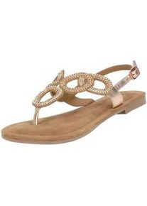 Riemchensandale Lazamani "Lazamani Sandalen Leder/Textil", Damen, Gr. 37, orange (peach), Leder, Textil, Schuhe Riemchensandale