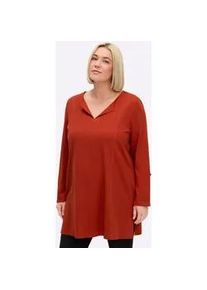 Longshirt sheego "Longshirt", Damen, Gr. 48/50, rostrot, 100% Baumwolle, unifarben, Rundhals, Shirts Longshirt