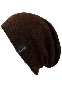 Beanie Chillouts "Osaka Hat", Damen, braun (schwarz braun), Strick, Baumwolle, unifarben, M&uuml;tzen Beanie, Slouch-M&uuml;tze mit strukturierter Oberfl&auml;che