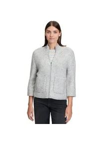 BETTY & CO Strickjacke BETTY & CO "Damen mit Rei&szlig;verschluss", Damen, Gr. 44, silber (light silber melange), Strick, Obermaterial: 73% Polyacryl, 17% Polyester, 8% Polyamid, 2% Elasthan, l&auml;ssig geschnitten normal, Strickjacken Strickjacke