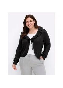 Cardigan sheego BY JOE BROWNS, Damen, Gr. 48/50, schwarz, 100% Polyacryl, meliert, unifarben, Strickjacken