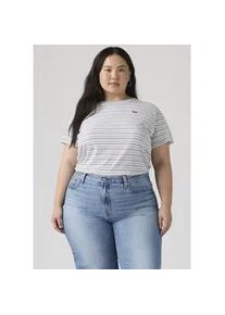 Levi's T-Shirt LEVI'S PLUS "PL THE PERFECT", Damen, Gr. XXXL (54/56), light blau stripe chambra, Single Jersey, Obermaterial: 100% Baumwolle, gestreift, figurumspielend h&uuml;ftbedeckend, Rundhals, abgesteppt, Shirts T-Shirt, im Streifendesign