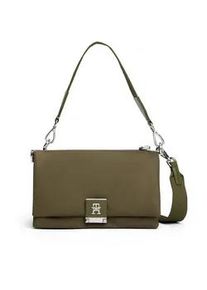 Umh&auml;ngetasche Tommy Hilfiger "TH HER MED CROSSOVER NYLON SV", Damen, Gr. B/H/T: 25cm x 14cm x 12cm, gr&uuml;n (oliv), Lederimitat, Textil, Taschen Umh&auml;ngetasche, Damen Tragetasche, Abendtasche, Clutch mit edlem TH-Steckverschluss