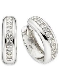 Paar Creolen Bruno Banani "Schmuck Geschenk Silbercreolen", silberfarben, kristallwei&szlig;, kristallwei&szlig;, Ohrringe, Damen, 15mm, Silber 925 (Sterlingsilber), mit Zirkonia (synth.)