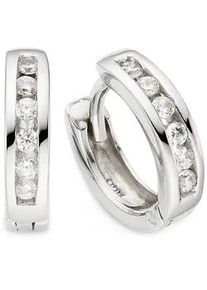 Paar Creolen Bruno Banani "Schmuck Geschenk Silbercreolen", silberfarben, kristallwei&szlig;, kristallwei&szlig;, Ohrringe, Damen, 10,3mm, Silber 925 (Sterlingsilber), mit Zirkonia (synth.)