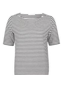 BETTY & CO Kurzarmshirt BETTY & CO "Damen mit U-Boot-Ausschnitt", Damen, Gr. M, schwarz (wei&szlig;, schwarz), Obermaterial: 95% Viskose, 5% Elasthan, gerade normal, eckiger Ausschnitt, Shirts