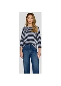 3/4-Arm-Shirt Rabe, Damen, Gr. 42, pazifik, Jersey, Obermaterial: 92% Baumwolle, 8% Elasthan, gestreift, regular fit h&uuml;ftbedeckend, Rundhals, gerader Abschluss, Shirts 3/4-Arm-Shirt, in Streifen-Optik