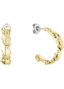 Paar Creolen Lacoste "CROCODILE", gelbgoldfarben, edelstahlfarben, Ohrringe, Damen, Edelstahl