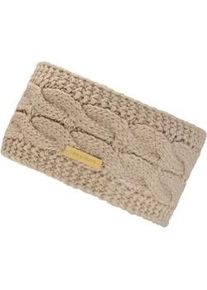 Stirnband Chillouts "Yoko Headband", Damen, beige, Grobstrick, Materialmix, Zopfmuster, unifarben, M&uuml;tzen Stirnband, mit geflochtenem Muster