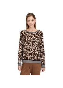 Strickpullover Betty Barclay "Damen mit Animalprint", Damen, Gr. 42, beige (taupe, beige), Strick, Obermaterial: 80% Viskose, 20% Polyamid, l&auml;ssig geschnitten normal, U-Boot-Ausschnitt, Pullover Strickpullover