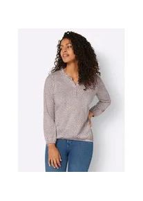 Langarmshirt Inspirationen "Druck-Shirt", Damen, Gr. 36, beige (hortensie, ecru, bedruckt), 50% Baumwolle, 50% Modal, bedruckt, gemustert, mehrfarbig, Rundhals, Shirts Langarmshirt