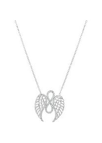Collierkettchen dKeniz "Engelsfl&uuml;gel Unendlichkeit 925 Silber rhodiniert Zirkonia Wei&szlig;", wei&szlig;, Halsketten, Damen, 19,5cm, Silber 925 (Sterlingsilber), L: 19,5 B: 20,9mm, gl&auml;nzend, B:20,9mm