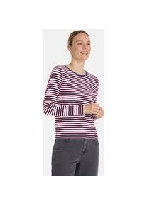 LIEBLINGSST&Uuml;CK Langarmshirt LIEBLINGSST&Uuml;CK "Nashi", Damen, Gr. 4XL, lila (wineberry), Single Jersey, Obermaterial: 95% Baumwolle, 5% Elasthan, gemustert, gestreift, mehrfarbig, regular fit normal, Rundhals, abgesteppte Kante, Shirts Langarmshirt, mit Streifen