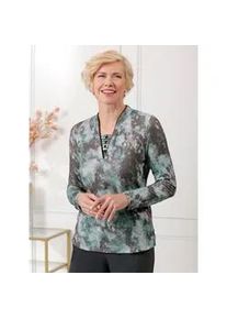 Classic Dog Langarmshirt CLASSIC "Shirt", Damen, Gr. 46, grau (salbei, steingrau, bedruckt), 95% Polyester, 5% Elasthan, gemustert, mehrfarbig, Shirts Langarmshirt