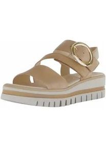 Keilsandalette Gabor "Gabor Sandalen Leder", Damen, Gr. 39, caramel, Leder, Schuhe