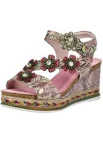 Keilsandalette Laura Vita "Laura Vita Sandalen Leder/Synthetik", Damen, Gr. 37, rosa (rose), Leder, Synthetik, Schuhe