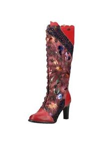 Schn&uuml;rstiefel Laura Vita "Laura Vita Stiefel Leder/Textil", Damen, Gr. 36, rot (weinrot), Leder, Textil, Schuhe Schn&uuml;rstiefel