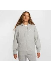 Kapuzensweatshirt Nike SPORTSWEAR "M NK CLUB FT FZ HOODIE", Herren, Gr. L, dk grau heather, lt smoke grau, wei&szlig;, Obermaterial: 80% Baumwolle, 20% Polyester, normal, Rundhals, Sweatshirts