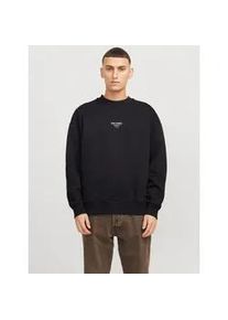 Jack & Jones Sweatshirt JACK & JONES "JJEURBAN EDGE STUDIO SWEAT CREW NOOS", Herren, Gr. XS, schwarz, angeraute Sweatware, Obermaterial: 70% Baumwolle, 30% Polyester, bedruckt, loose fit taillenbedeckt, Rundhals, Rippb&uuml;ndchen, Sweatshirts Sweatshirt, mit Front und Back Print