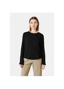 Plisseeshirt Y.A.S "YASALISA LS TOP S. NOOS", Damen, Gr. 34, schwarz, Jersey, Obermaterial: 95% Polyester, 5% Elasthan, unifarben, relaxed fit kurz, Rundhals, Shirts
