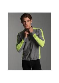Trainingsjacke TRIGEMA "TRIGEMA Fahrradjacke mit kontrastfarbigen Elementen", Herren, Gr. L, schwarz, bunt, 90% Polyester, 10% Elastan, Jacken Trainingsjacke