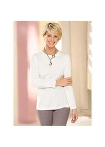 Langarmshirt Classic Basics "Shirt", Damen, Gr. 56, wei&szlig; (wollwei&szlig;), 100% Baumwolle, unifarben, Rundhals, Shirts Langarmshirt