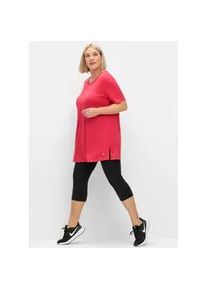 Longshirt sheego "Longshirt", Damen, Gr. 44/46, pink (sorbet pink), 90% Polyester, 10% Elasthan, unifarben, Rundhals, Shirts Longshirt