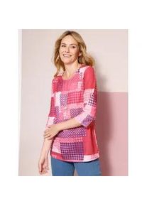 Longshirt Classic Basics "3/4-Arm-Shirt", Damen, Gr. 48, rosa (fuchsia, traube, bedruckt), 100% Polyester, gemustert, mehrfarbig, Rundhals, Shirts Longshirt