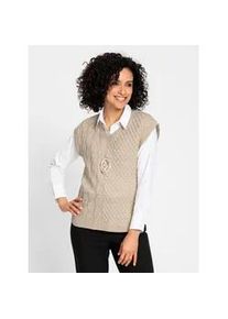 Pullunder Inspirationen "Pullunder", Damen, Gr. 44, beige (sand), 60% Baumwolle, 40% Polyacryl, unifarben, Pullover Pullunder