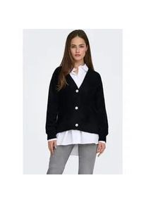 Strickjacke Only "ONLELLA PIUMO LS CARDIGAN KNT NOOS", Damen, Gr. XS, schwarz, Strick, Obermaterial: 70% Nylon, 30% Polyacryl, unifarben, regular fit h&uuml;ftbedeckend, V-Ausschnitt, Rippb&uuml;ndchen, Strickjacken Strickjacke
