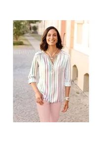 Schlupfbluse Casual Looks, Damen, Gr. 38, beige (ecru, beige, gestreift), 100% Viskose, gemustert, gestreift, mehrfarbig, Blusen Schlupfbluse