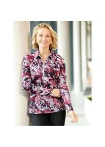 Poloshirt Classic Basics "Poloshirt", Damen, Gr. 50, rot (bordeaux, grau, bedruckt), 95% Polyester, 5% Elasthan, gebl&uuml;mt, gemustert, mehrfarbig, Shirts