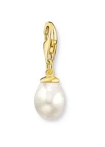 Charm-Einh&auml;nger Thomas Sabo "Perle vergoldet", gelbgoldfarben, wei&szlig;, Charms, Damen, Perlen, Silber 925 (recycelt), mit S&uuml;&szlig;wasserzuchtperle