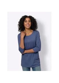 Longshirt Classic Basics "Longshirt", Damen, Gr. 50, blau (royalblau, meliert), 65% Polyester, 35% Baumwolle, meliert, Rundhals, Shirts Longshirt