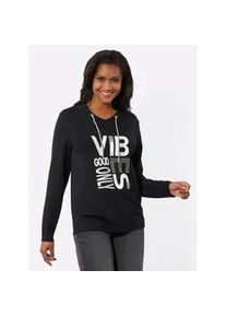 Langarmshirt Inspirationen "Shirt", Damen, Gr. 36, schwarz, 50% Modal, 44% Polyester, 6% Elasthan, bedruckt, gemustert, mehrfarbig, V-Ausschnitt, Shirts Langarmshirt