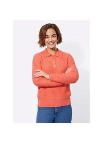 Polokragenpullover Classic Basics "Pullover", Damen, Gr. 46, orange (koralle), 100% Polyacryl, unifarben, Pullover