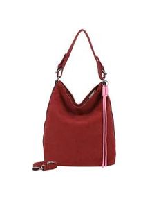 Schultertasche Fritzi aus Preussen "Jacky Black", Damen, Gr. B/H/T: 15cm x 34cm x 32cm, rot, Polyurethan (PU), unifarben, Taschen Schultertasche, mit Rei&szlig;verschluss