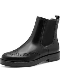 Chelseaboots Tamaris, Damen, Gr. 36, schwarz, Leder, Schuhe Chelseaboots, Blockabsatz, Stiefelette, Businessschuh mit eleganter Lyralochung
