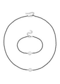 Ketten und Armband Set Firetti "Multipack Schmuck Geschenk Silber 925 Armkette Halskette", silber (silberfarben, anthrazit, wei&szlig;, anthrazit), Schmuck_Sets, Damen, Perlen, Silber 925 (Sterlingsilber), mit H&auml;matit, mit Muschelkernperle