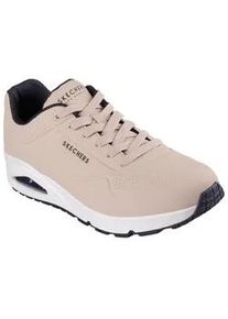 Sneaker Skechers "Uno - Stand on Air", Herren, Gr. 43, beige (natur), Lederimitat, Schuhe Sneaker, Freizeitschuh, Halbschuh, Schn&uuml;rschuh mit Air-Cooled Memory Foam