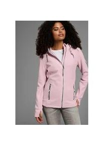 Fleecejacke Kangaroos, Damen, Gr. 40/42, rose, Fleece, Obermaterial: 100% Polyester, kontrastfarbene Details, unifarben mit Farbeinsatz, bequem h&uuml;ftbedeckend, Jacken Fleecejacke, figurbetonte Passform, mit Kapuze und Kordelzug, &Uuml;bergangsjacke