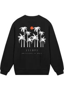 Sweatshirt F4NT4STIC "Escape Discover the World Palm Trees", Herren, Gr. XS, schwarz, Obermaterial: 80% Baumwolle, 20% Polyester, regular fit, Rundhals, ohne B&uuml;ndchen, Sweatshirts Sweatshirt, Discover the World
