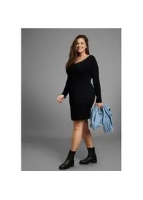 Strickkleid LAURA SCOTT CURVE, Damen, Gr. 58, N-Gr, schwarz, Strick, Obermaterial: 70% Viskose, 30% Polyamid, unifarben, Basic, figurumspielend kurz, V-Ausschnitt, Kleider Strickkleid, mit tiefem V-Ausschnitt aus kuschliger Viskosemischung - GROSSE GR&Ouml;SSE