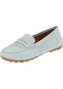 Mokassin Geox "Geox Mokassin Veloursleder", Damen, Gr. 38, hellblau, Veloursleder, Schuhe Mokassin