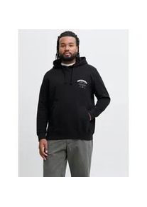 Jack & Jones PlusSize Kapuzensweatshirt "JORMEADOWS SWEAT HOOD PLS", Herren, Gr. 6XL, schwarz, angeraute Sweatware, Obermaterial: 100% Baumwolle, JACK & JONES PLUSSIZE, bedruckt, regular fit normal, Rippb&uuml;ndchen, Sweatshirts