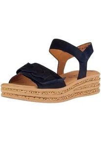 Keilsandalette Gabor "Gabor Sandalen Leder", Damen, Gr. 39, atlantik, Leder, Schuhe