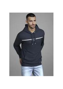 Kapuzensweatshirt DELMAO, Herren, Gr. XXL, blau (marine), Sweatware, Obermaterial: 60% Baumwolle, 40% Polyester, bedruckt, schmal, Sweatshirts, Langarm, lockere Passform, mit Print, mit Kapuze