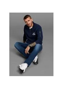 Sweatshirt DELMAO "Troyer", Herren, Gr. S, marine, Sweatware, Obermaterial: 60% Baumwolle, 40% Polyester, regular fit, hoch geschlossener Ausschnitt, Sweatshirts Sweatshirt, mit moderner &Auml;rmeltasche