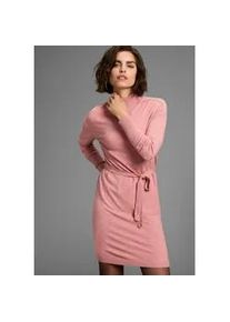 Strickkleid Laura Scott, Damen, Gr. 36, N-Gr, rosa (rose, melange), Strick, Obermaterial: 50% Viskose, 26% Polyamid, 24% Polyester, unifarben, Basic, oversize mini, hoch geschlossener Ausschnitt, Kleider Strickkleid, mit Bindeg&uuml;rtel und Stehkragen - NEUE KOLLEKTION